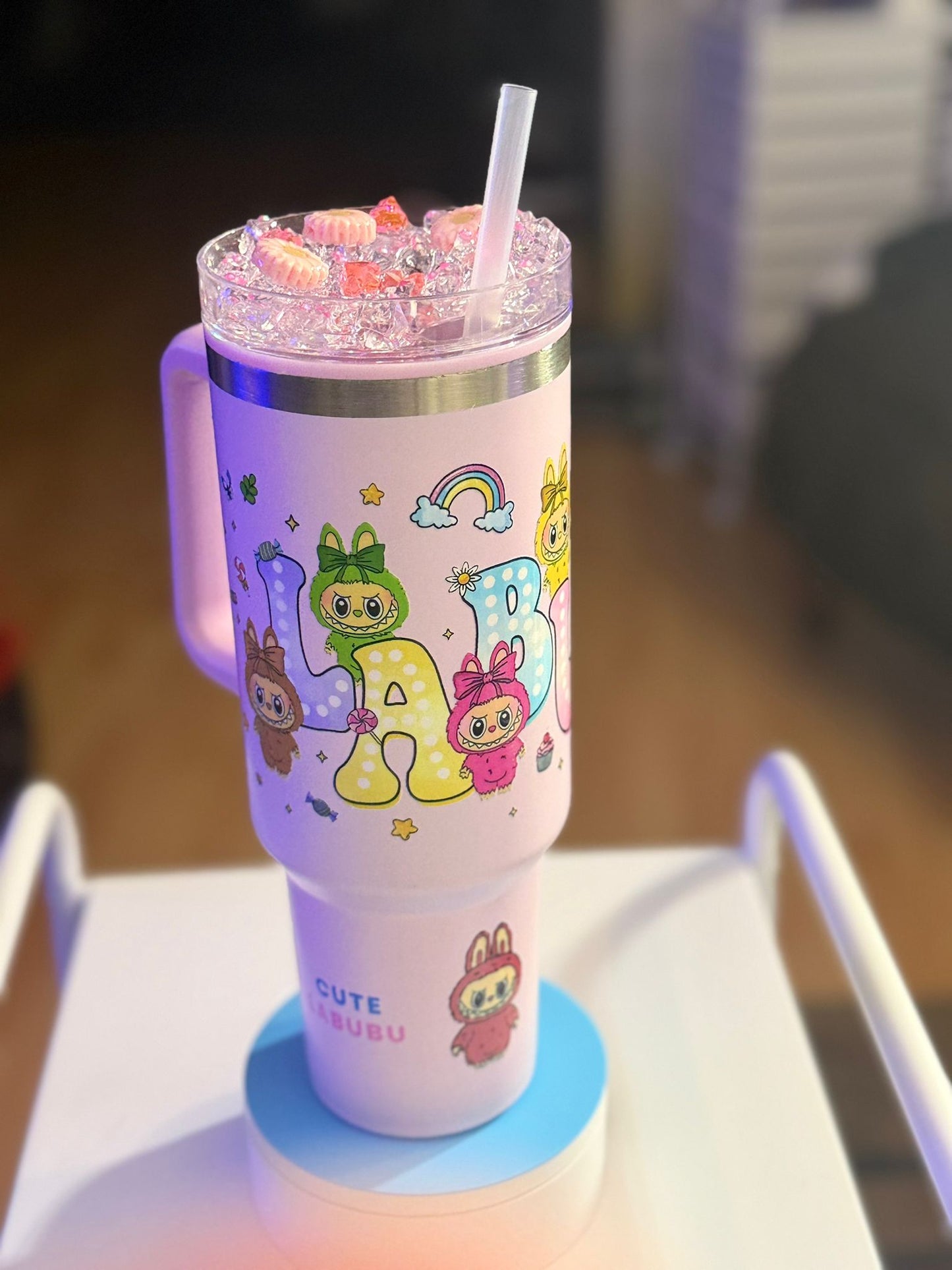 40 Oz Labubu Plastic Tumbler – Cute & Colorful
