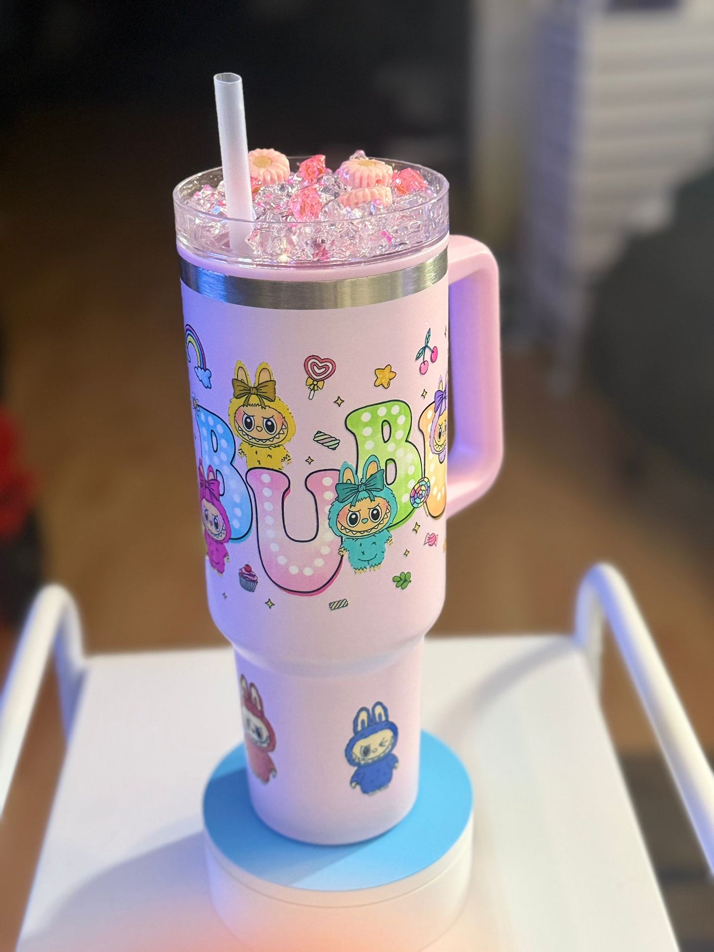 40 Oz Labubu Plastic Tumbler – Cute & Colorful