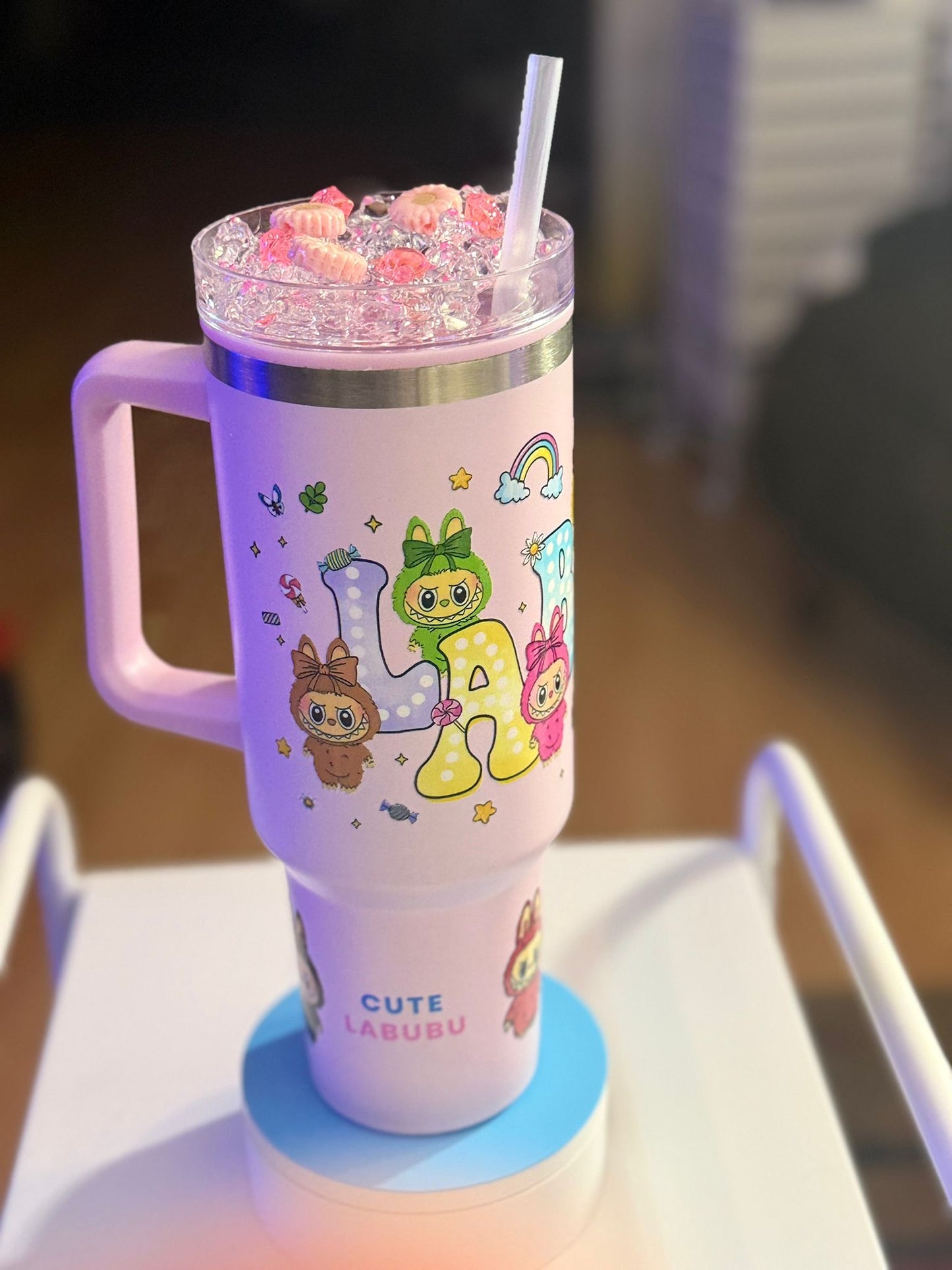 40 Oz Labubu Plastic Tumbler – Cute & Colorful