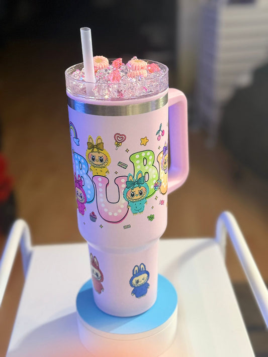 40 Oz Labubu Plastic Tumbler – Cute & Colorful
