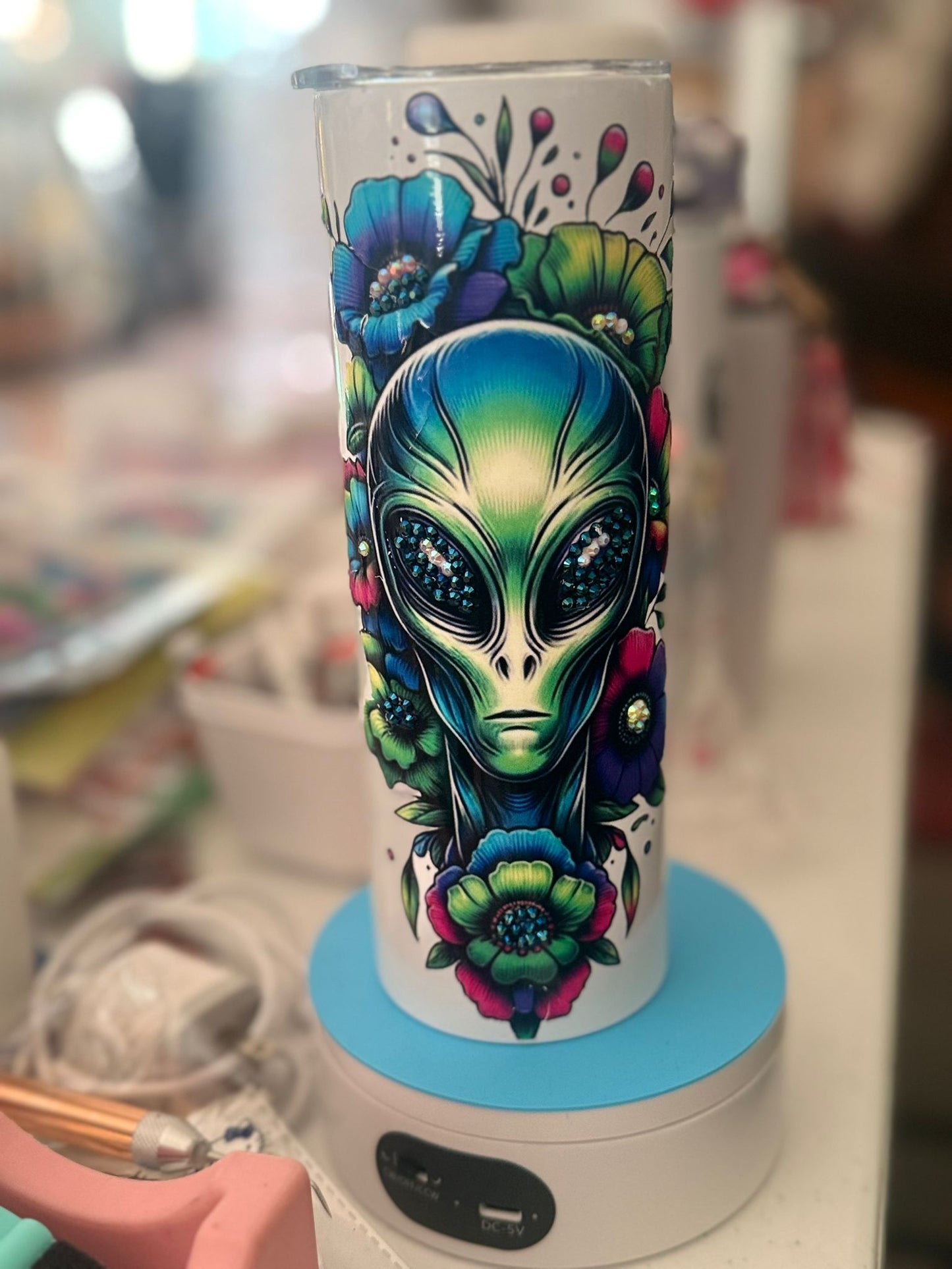 20 oz Skinny Insulated Tumbler – Alien Floral Design