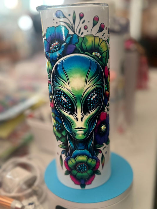 20 oz Skinny Insulated Tumbler – Alien Floral Design