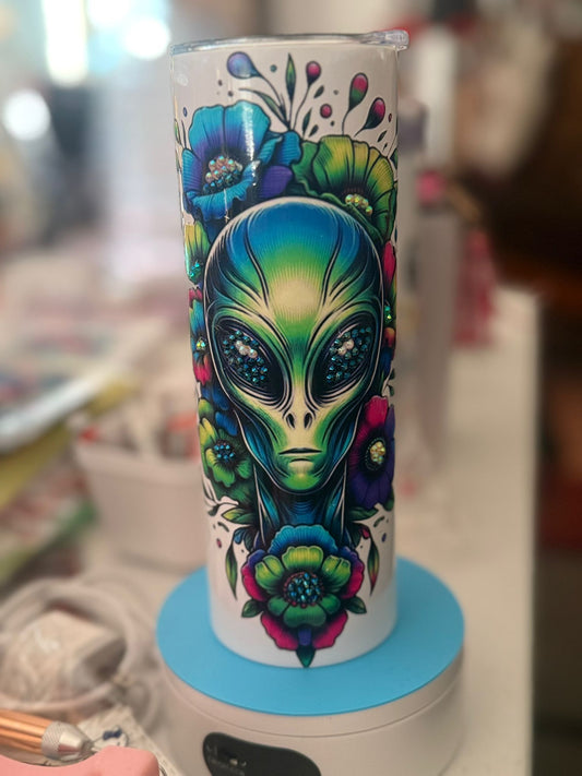 20 oz Skinny Insulated Tumbler – Alien Floral Design