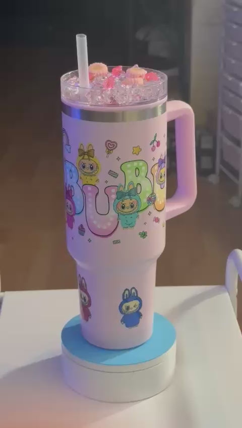 40 Oz Labubu Plastic Tumbler – Cute & Colorful